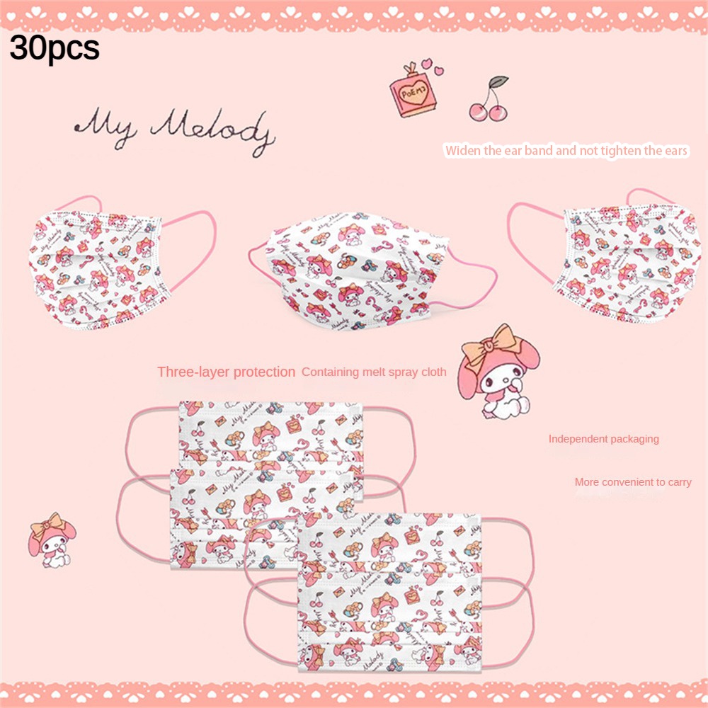 30 Chiếc Mặt Nạ 3 Lớp được đóng Gói Riêng Dành Cho Phụ Nữ Trưởng Thành Nam Cinnamoroll Kirby My Melody Winnie The Pooh.