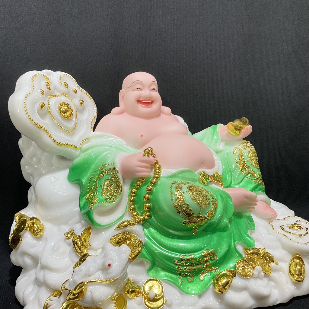 Tôn Tượng Di Lặc Ngồi Gậy Như Ý 16in Nhiều Màu Bột Đá Cao Cấp tamlinhvanhoaphamphatgiao