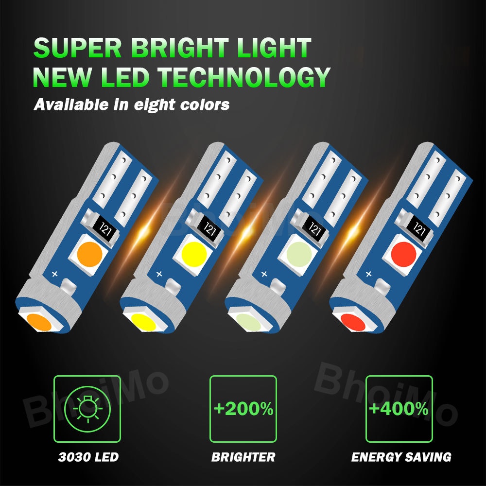 Bhoimo Bóng Đèn led t5 w3w 3smd 3030 led 73 74 Cảnh Báo Góc Quay Bản Đồ Xe Hơi dc12v