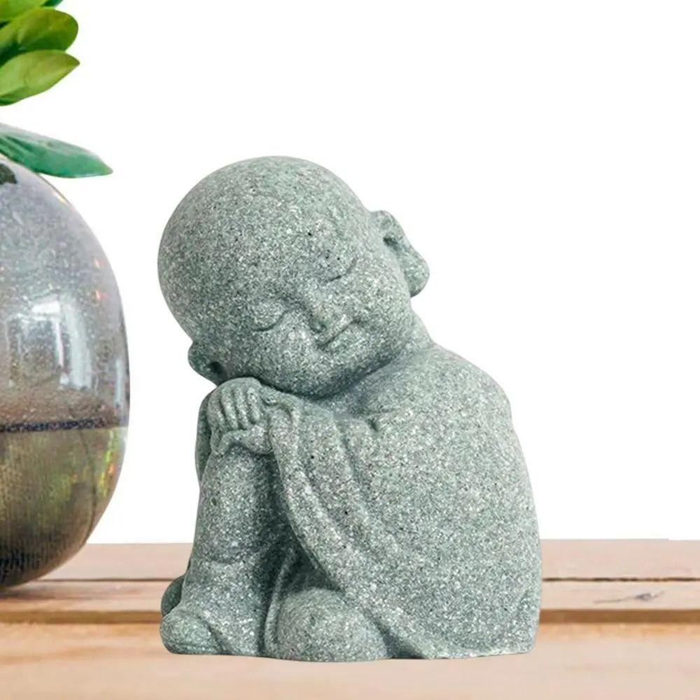 Shanlin Tượng Phật mini Bằng Đá Sa Thạch Xanh Lá Phong Cách Trung Hoa Vui Nhộn diy