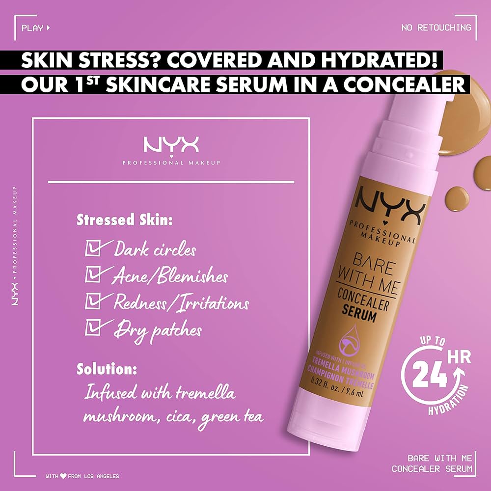 Che khuyết điểm dưỡng ẩm 24h NYX Bare With Me Concealer Serum