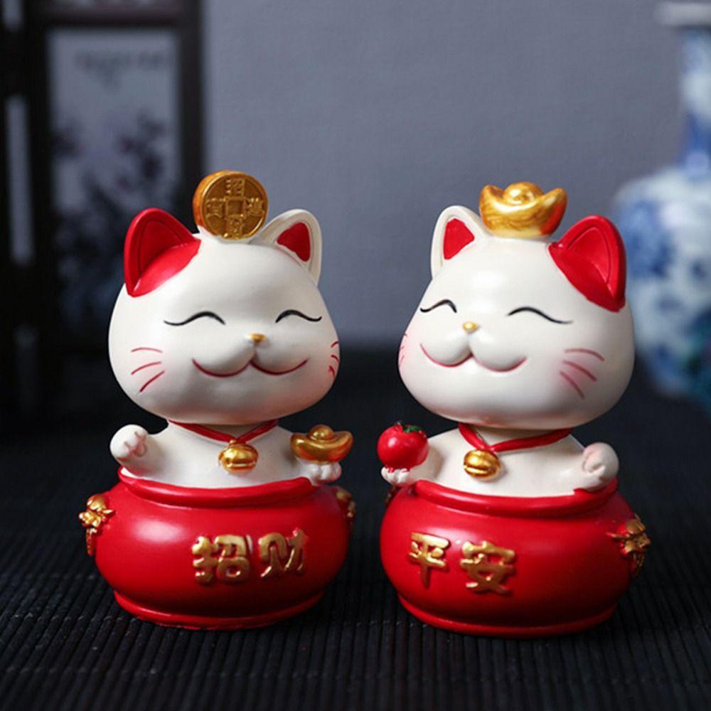 Mayshow Tượng Mèo May Mắn Bằng Nhựa resin Dễ Thương Trang Trí Bảng Điều Khiển Xe Hơi