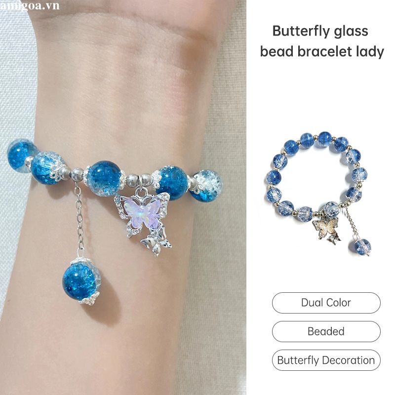 ✨✨Vòng Tay Kính Hình Bướm Phong Cách Cổ Tích Màu Sắc Ngọt Ngào Cho Nữ
