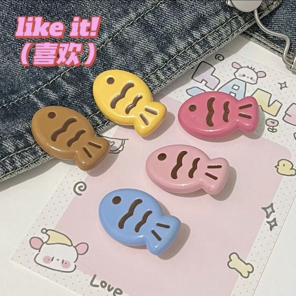 Dễ Thương Kẹp Tóc Dày Dặn Màu Kẹo Họa Tiết Hoạt Hình Phong Cách Nhật Hàn Xinh Xắn