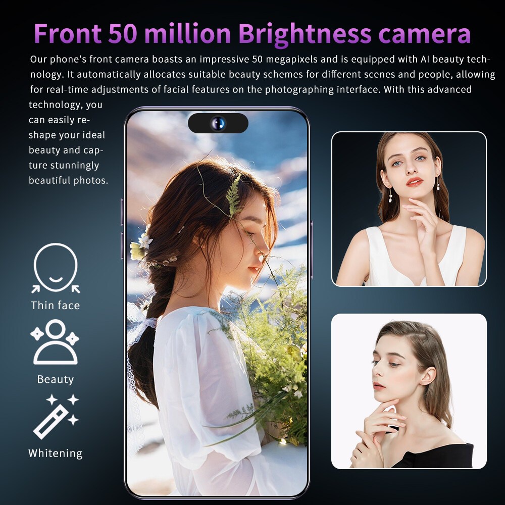 Điện thoại di động Giá rẻ Bán I14 Pro Max 100% 7.3inch Full HD 16GB+1TB Pin 8000mAh hỗ trợ thông minh 2 SIM 4/5G Android