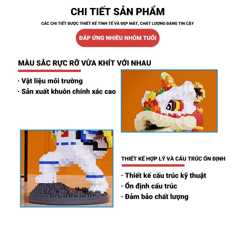 Đồ chơi lắp ráp mô hình phi hành gia / sư tử / múa lân độc đáo cho nam nữ Tặng Ô Tô