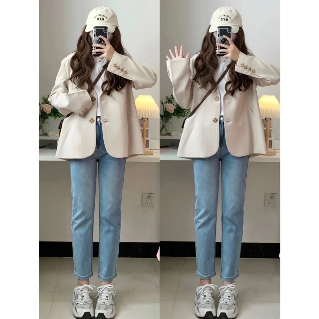 Áo Khoác blazer Dáng Ngắn Rộng Thời Trang Thanh Lịch Cho Nữ