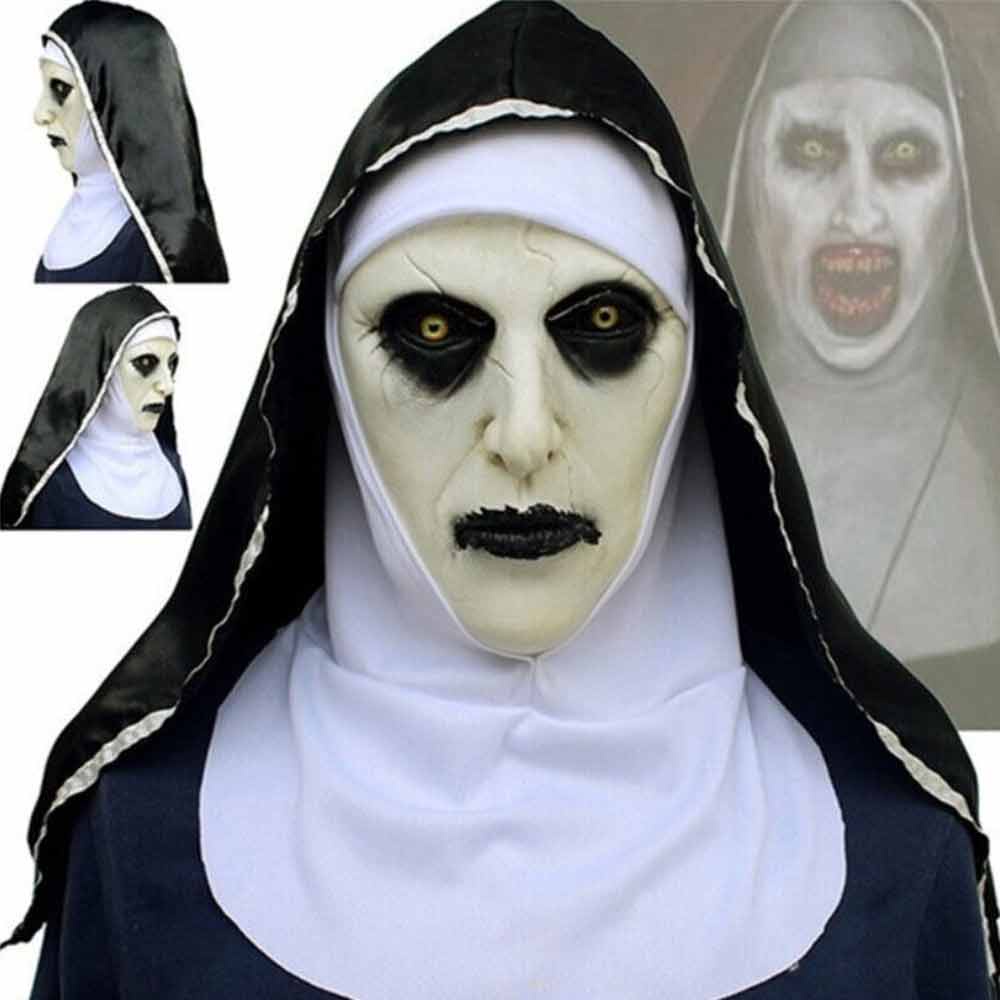 The Horror Scary Nun Latex Mask w/Headscarf Valak Cosplay for Halloween Costume HOT