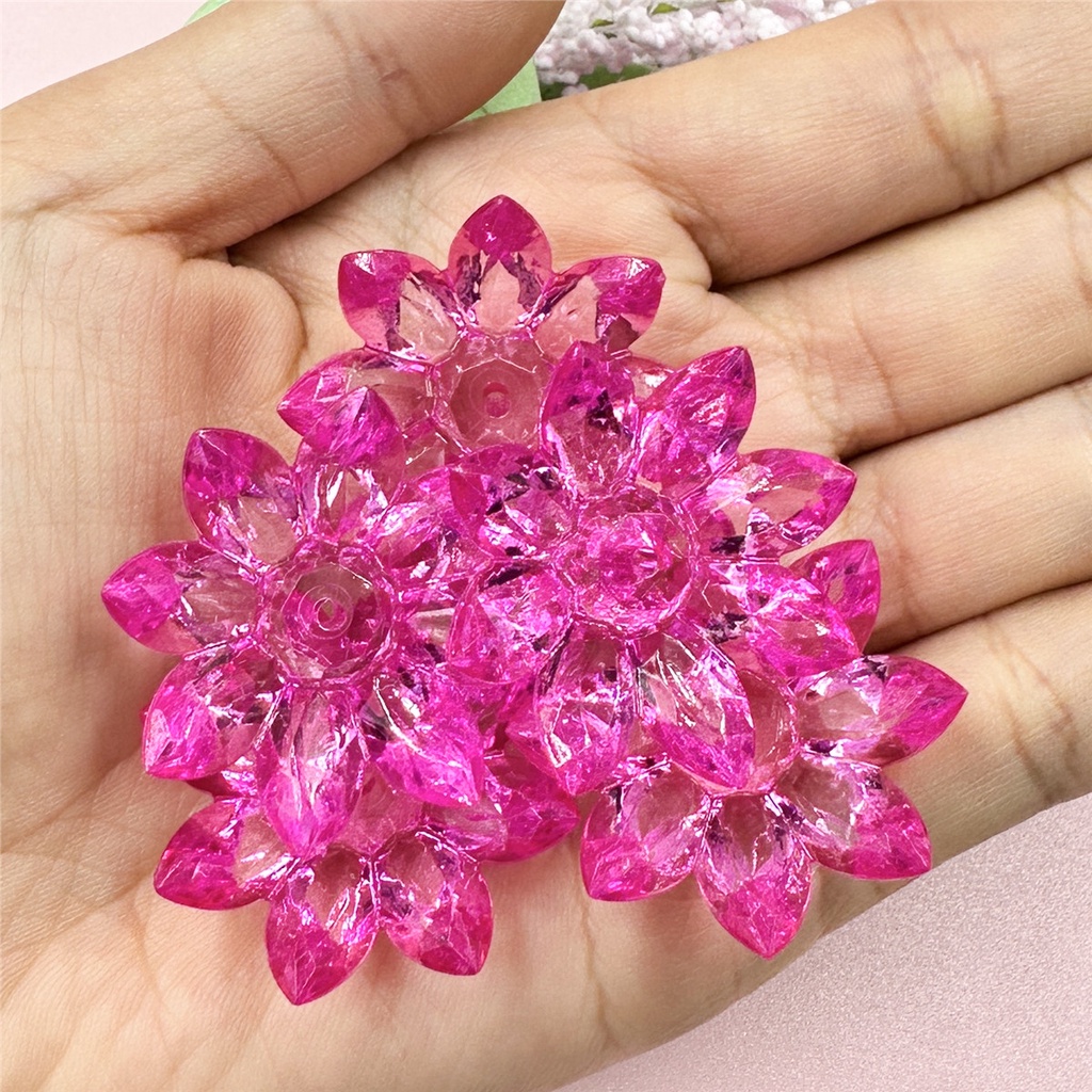 Set 5 Hạt Pha Lê acrylic Trong Suốt Hình Hoa Sen 31mm Làm Trang Sức diy