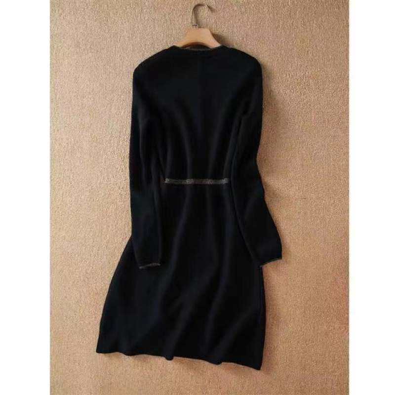 Đầm sweater Dệt Kim Dáng Chữ a Màu Đen Thời Trang Xuân Thu Cho Nữ