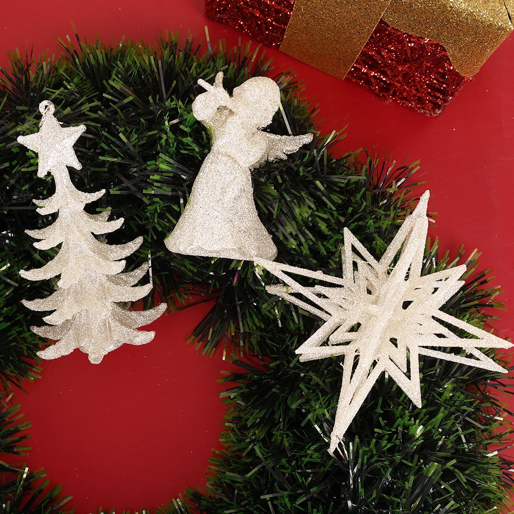 Phụ Kiện Treo Trang Trí Cây Thông Giáng Sinh Hình Ngôi Sao Năm Cánh Lấp Lánh