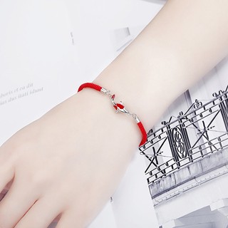 Vòng Tay Dây Bện Màu Bạc s925 Hình Cá koi Xinh Xắn