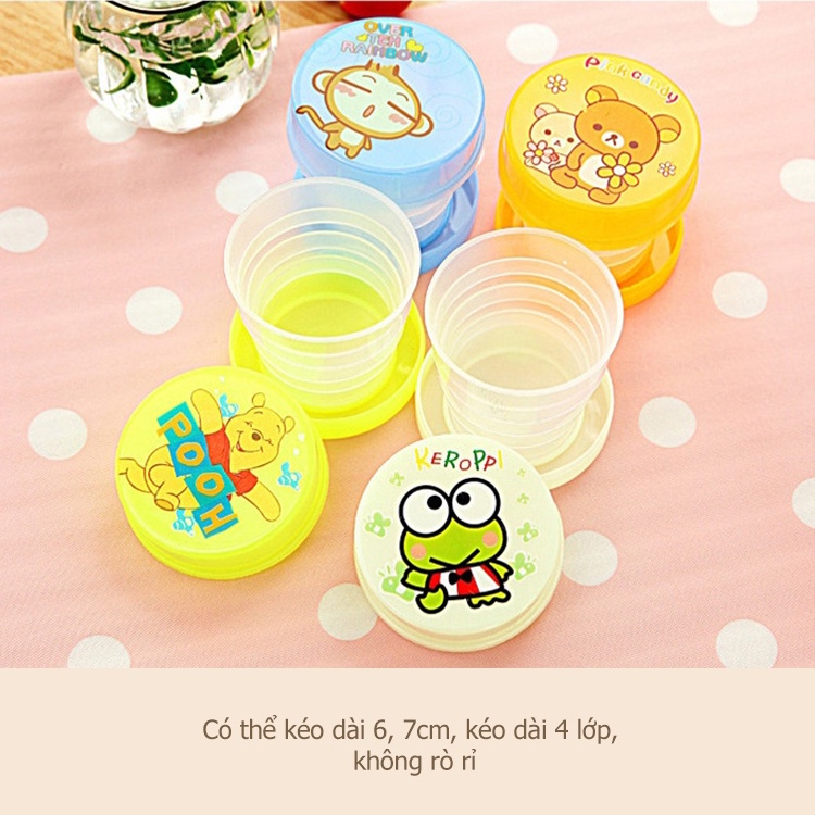Cốc Xếp Hoạt Hình Tiện Dụng,Ly uống nước nhựa mini có thể gấp gọn hình văn phòng đi du lịch dã ngoại