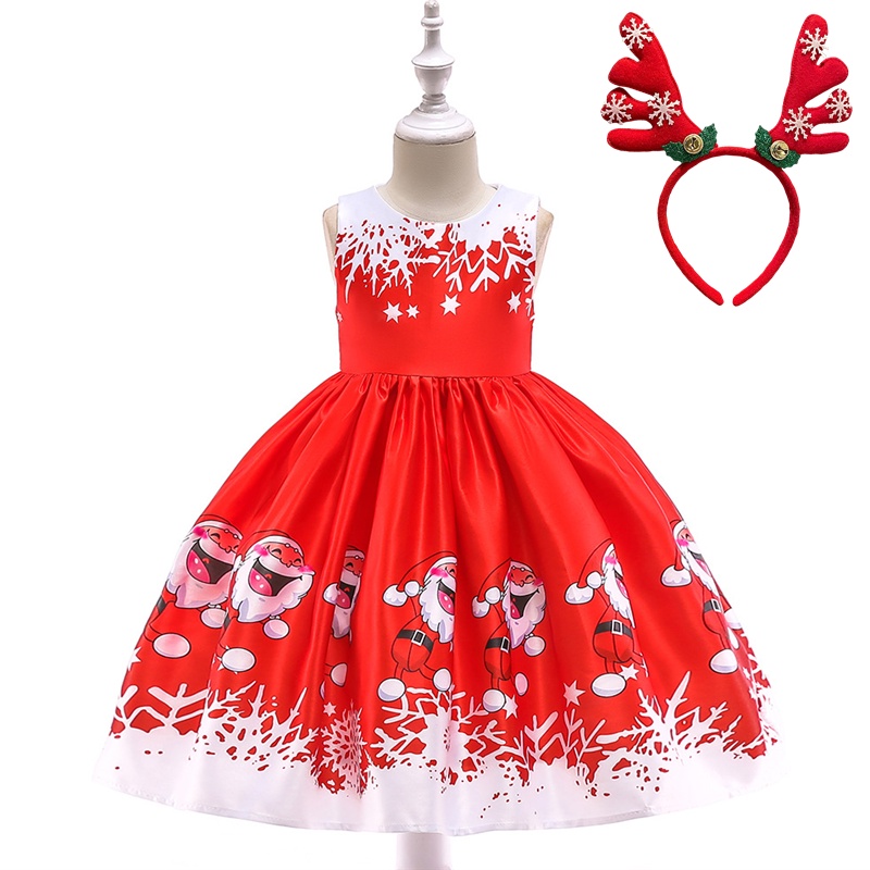 Đầm Công Chúa Hóa Trang Ông Già Noel Hoạt Hình Cho Bé Gái