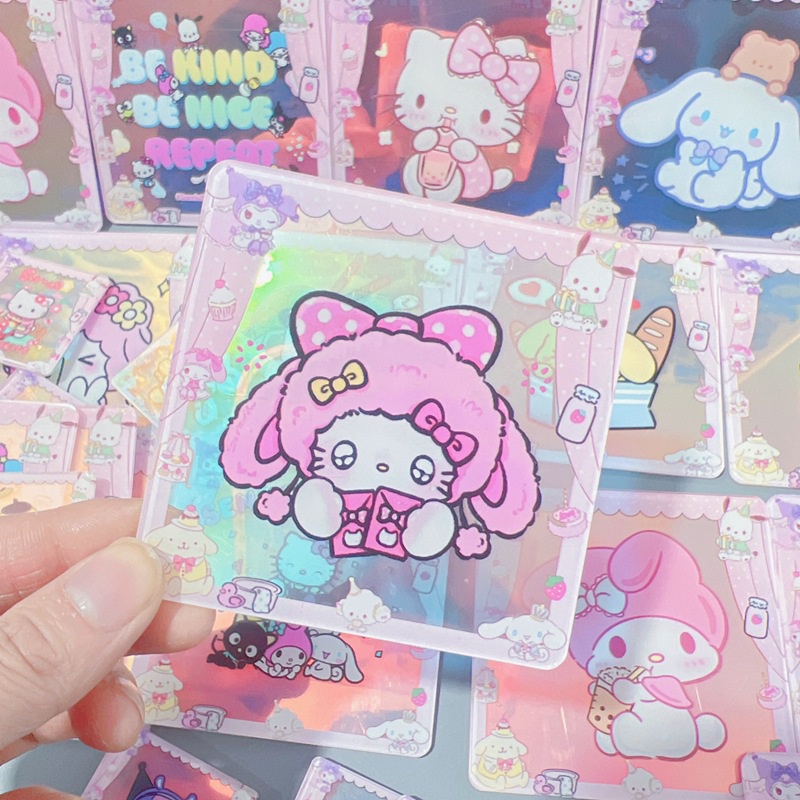 Hoạt Hình Hộp acrylic Trong Suốt Hình Vuông In Hình sanrio kuromi pacha pacha Màu laser Cho Nữ