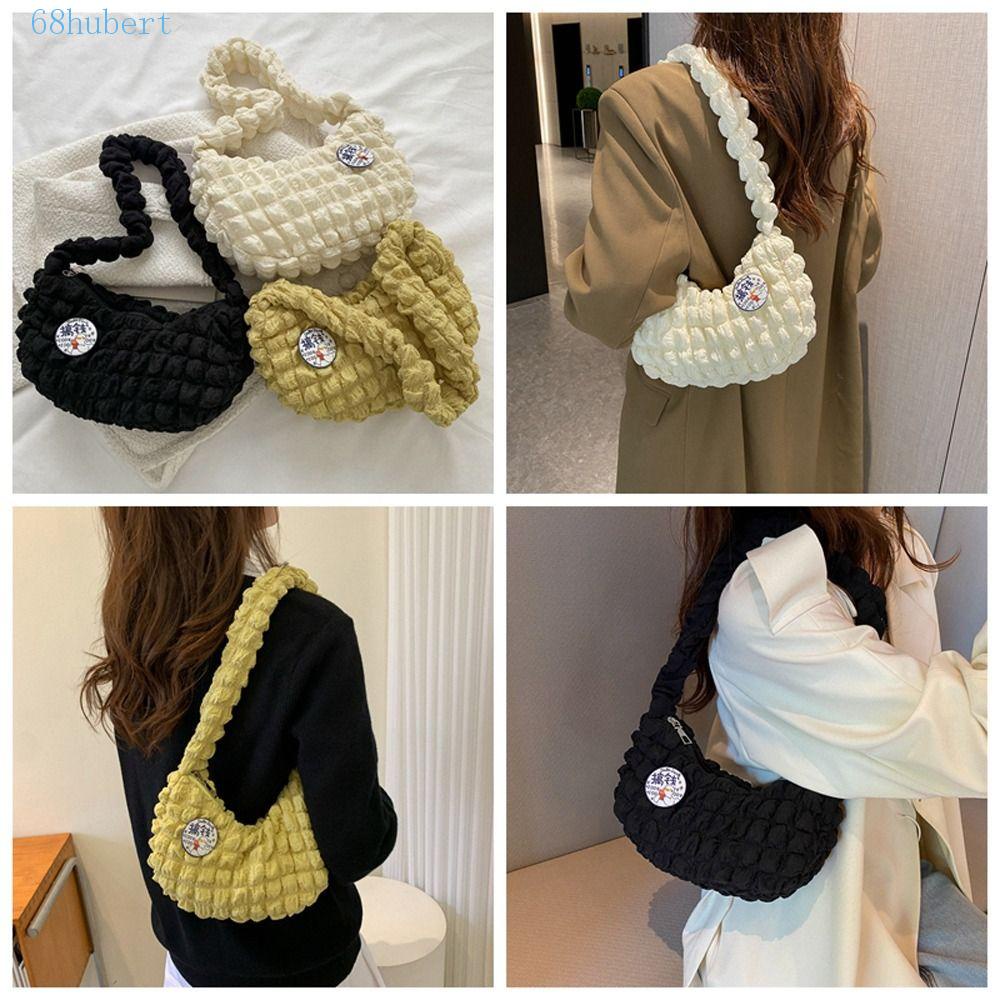 Hubert Túi tote Đeo Vai Kẻ Sọc Phối Ghim Cài Làm Quà Tặng Sinh Nhật Cho Nữ