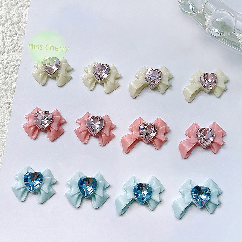 Set 10 Hạt Nhựa resin Hình Nơ 3d Đính Đá Trang Trí Móng Tay Nghệ Thuật