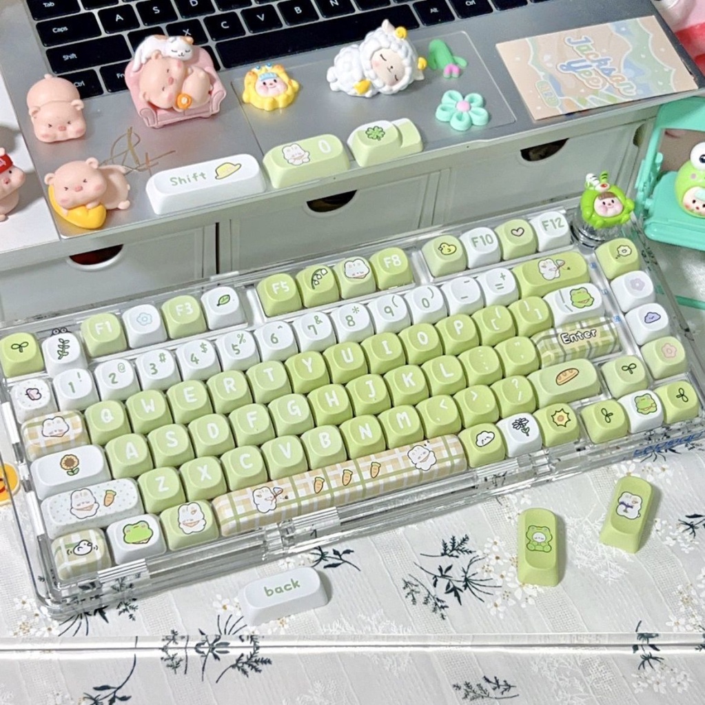 Keycap chủ đề Spring Outing Rabbit, keycaps 123 phím, chiều cao ROA, thăng hoa PBT, phù hợp với bàn phím phím 87/68/84/104/108 ​