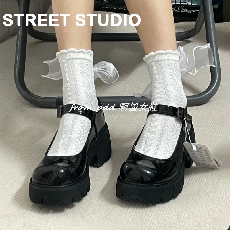 STREET STUDIO  giày búp bê đế cao lolita giày Mary Jane Đế da mềm đế thời trang FLF23A1226 44Z231030