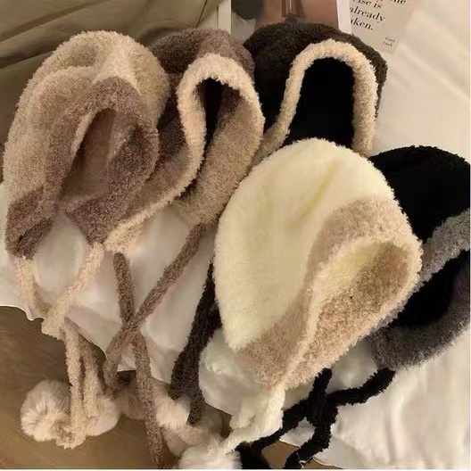 Mũ Len Dệt Kim Đính Tai Gấu Nhỏ Dễ Thương Thời Trang Mùa Đông Cho Nữ