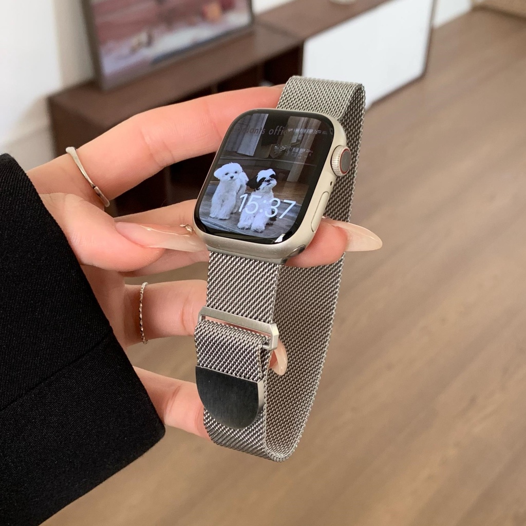 Dây đồng hồ nam châm kim loại Milanese cho Apple Watch 9 8 7 6 5 se 40mm 41mm 44mm 45mm 49mm
