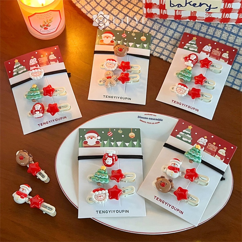 Qr Dây Buộc Tóc Trang Trí Hình Ông Già Noel / Tuần Lộc Giáng Sinh Dễ Thương Mới