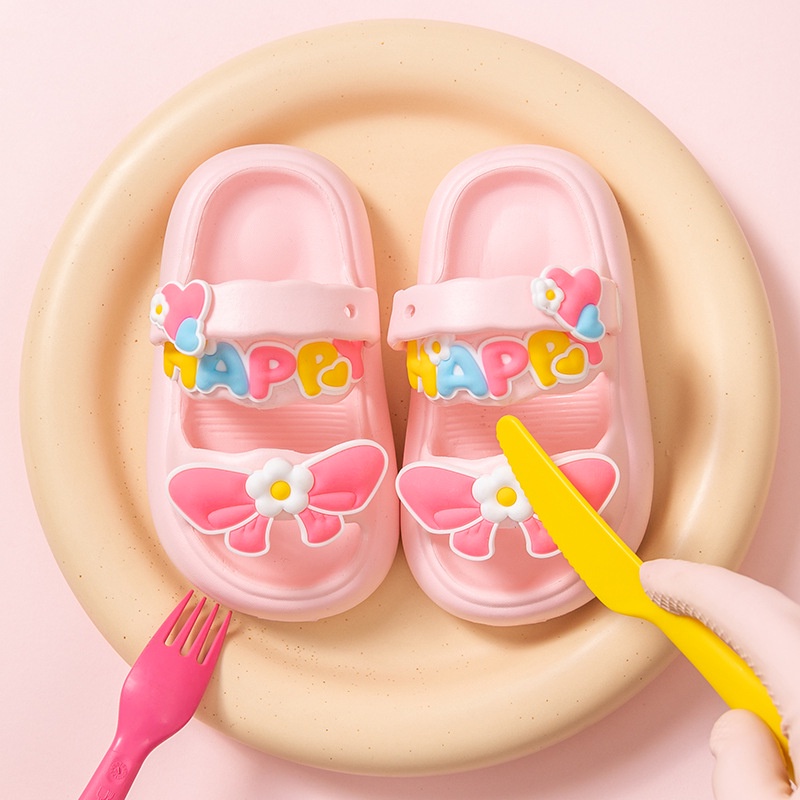 Suge Dép sandal Đi Trong Nhà Bằng eva Chống Trượt Đính Nơ Họa Tiết Hoạt Hình Dễ Thương Cho Bé Gái