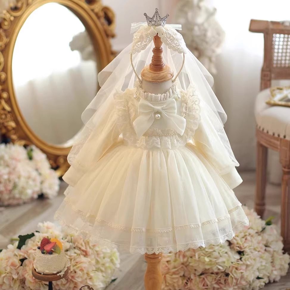 Đầm Công Chúa lolita Đính Nơ Thời Trang Thu Đông Cho Bé Gái a22