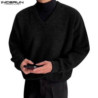 Incerun dệt kim áo len chui đầu dài tay