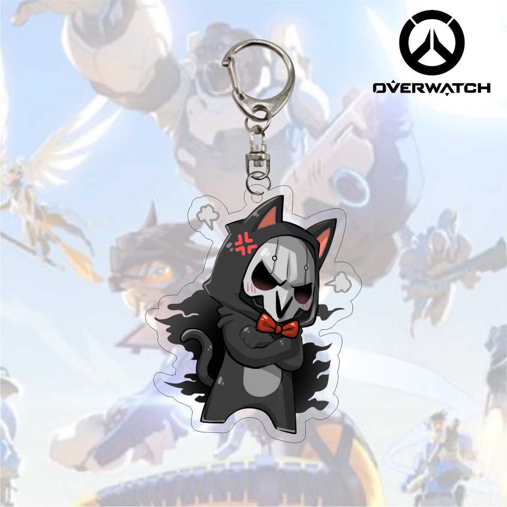 Overwatch acrylic móc khóa hoạt hình hai mặt thiết bị ngoại vi trò chơi túi đi học mặt dây chuyền