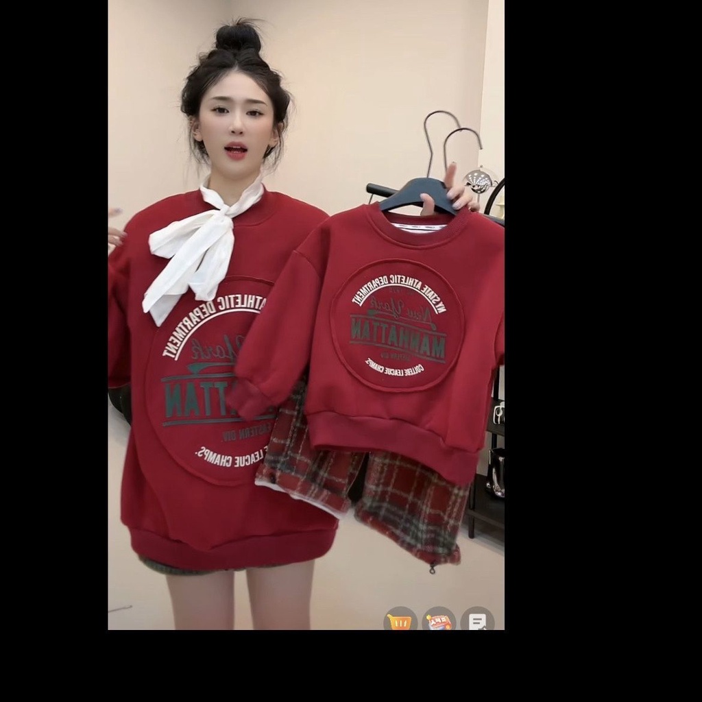 Áo Nỉ Dài Tay + Quần Dài Họa Tiết Giáng Sinh Thời Trang Mùa Đông Phong Cách Mới Cho Bé Trai Và Bé Gái