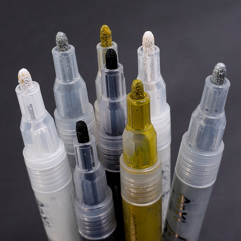 Bút Đánh Dấu acrylic Màu Vàng / Bạc / Bút Lông Đánh Dấu acrylic graffiti Nghệ Thuật / Bút Đánh Dấu Vĩnh Viễn Cho Gỗ / Kính / Kim Loại Nhanh Khô Dùng Trong Trường Học / Văn Phòng