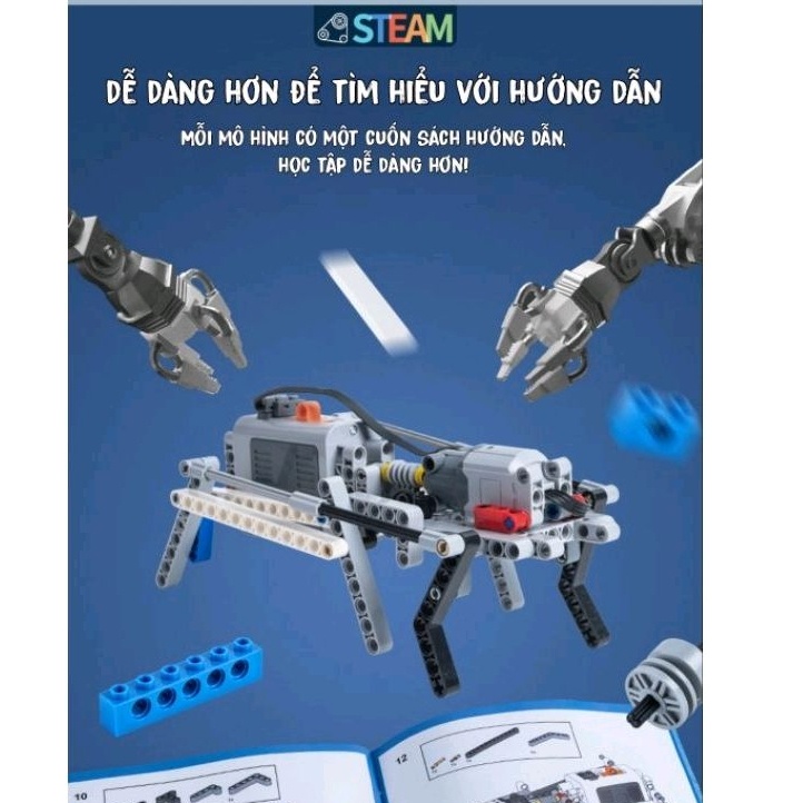 Bộ lắp ráp 9686 mở rộng 720 Chi tiết có thùng nhựa, động cơ, sách hướng dẫn màu, kho 200+ mô hình