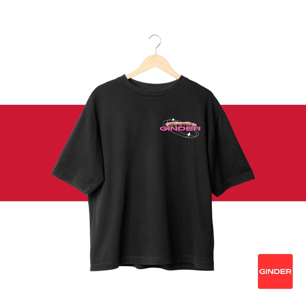 Ginder Áo thun Tượng Hoa T-shirt - Black Chính hãng