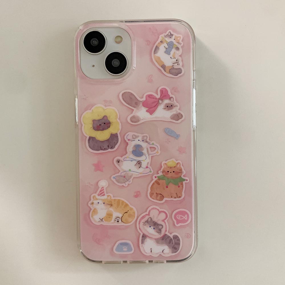 Vỏ Bao Da Điện Thoại Cứng Hình Mèo Cho iphone 12 12pro 12promax 13 13pro 13promax 14 14pro 14promax 15 15pro 15promax Ốp