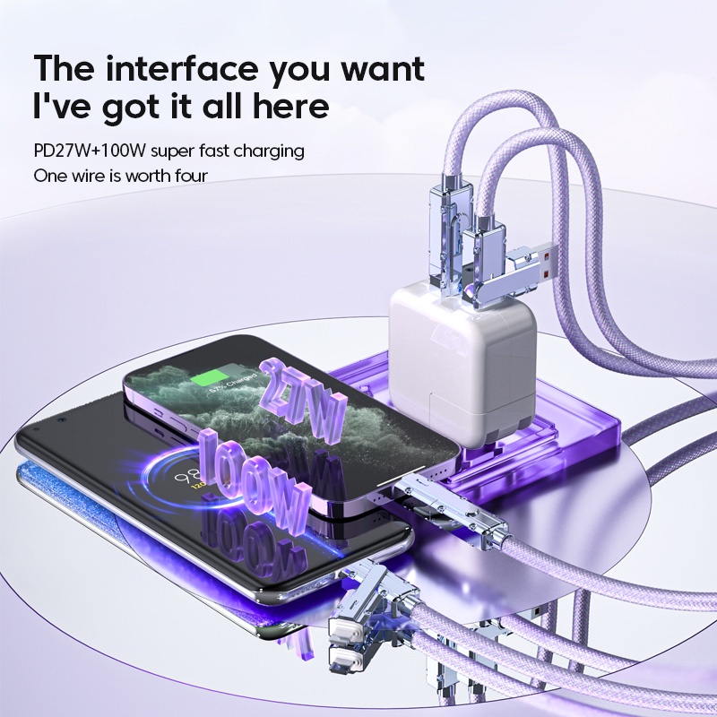 Dây Cáp Sạc 100w 2 Trong 2 usb type c Cho ip 15 pd 100w 6 Trong 1 huawei xiaomi sam