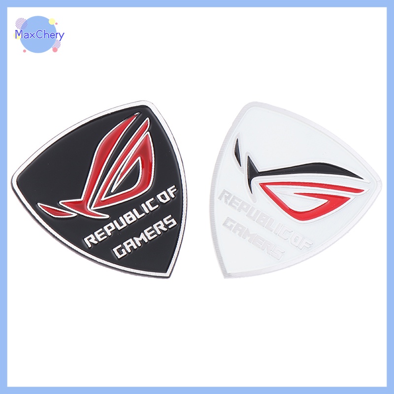 Miếng Dán Trang Trí Điện Thoại / Máy Tính In logo rog Bằng Kim Loại Màu Trắng / Đen Độc Đáo Mới