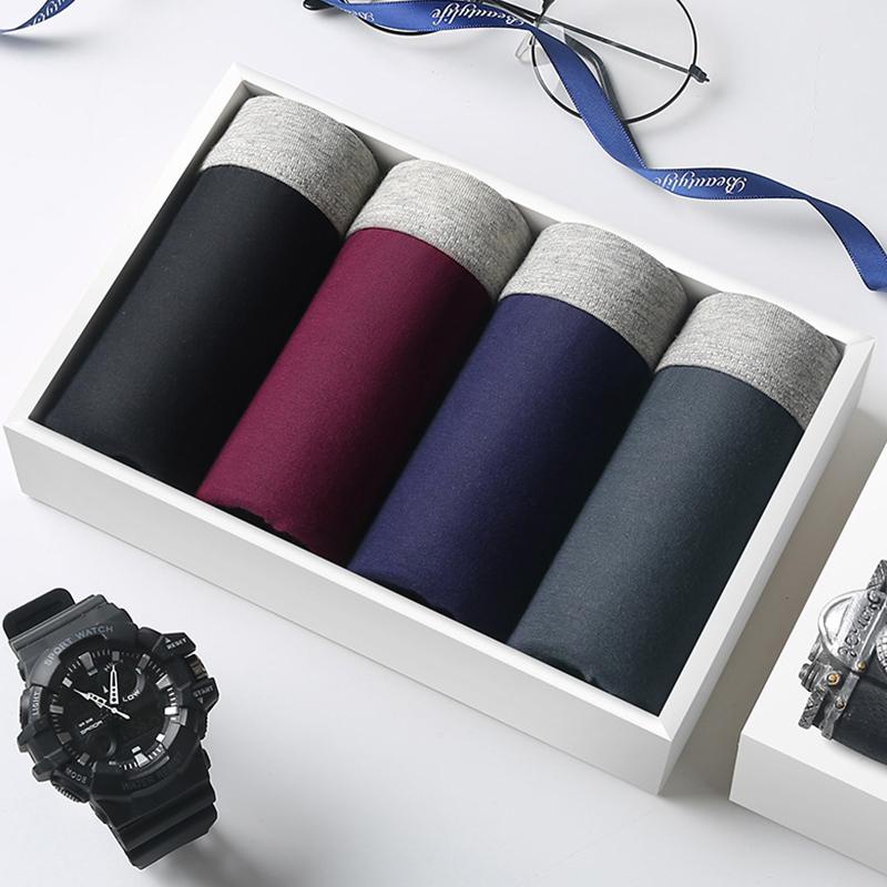 Quần Lót boxer cotton Không Đường May Màu Sắc Đơn Giản Cho Nam Giới Có Size xl-4xl