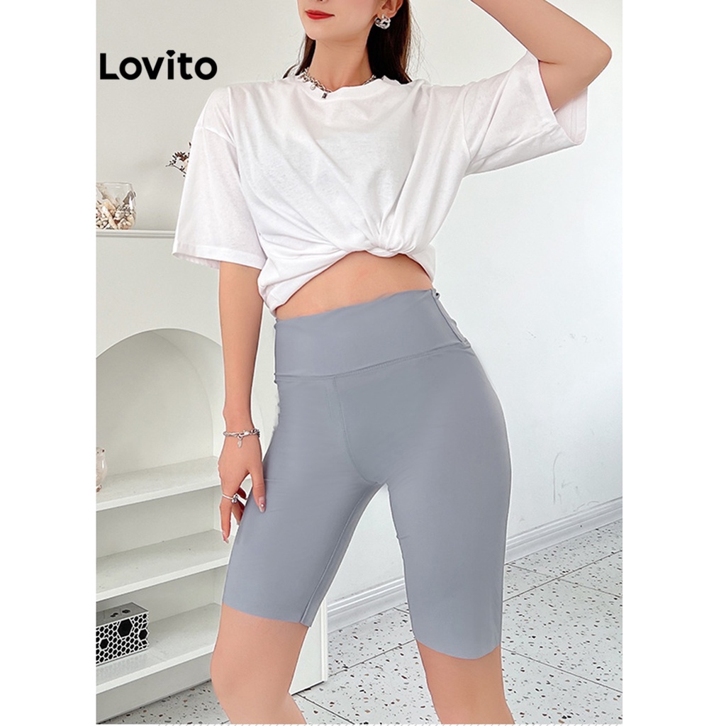 Lovito Quần short thể thao cơ bản lưng cao thể thao L004015
