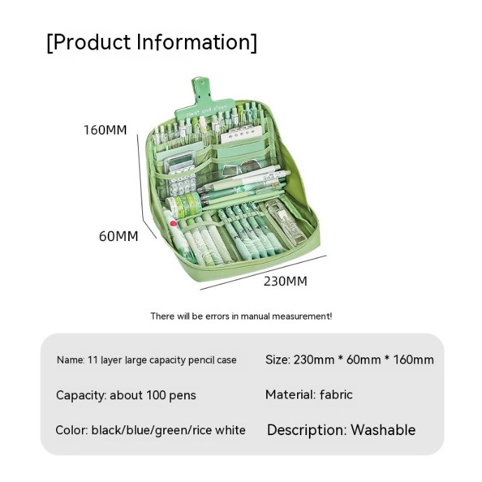 Túi Đựng Bút Chì 12 Ngăn Bằng Vải Bạt Sức Chứa Lớn Phong Cách Nhật Bản Cho Nữ Sinh