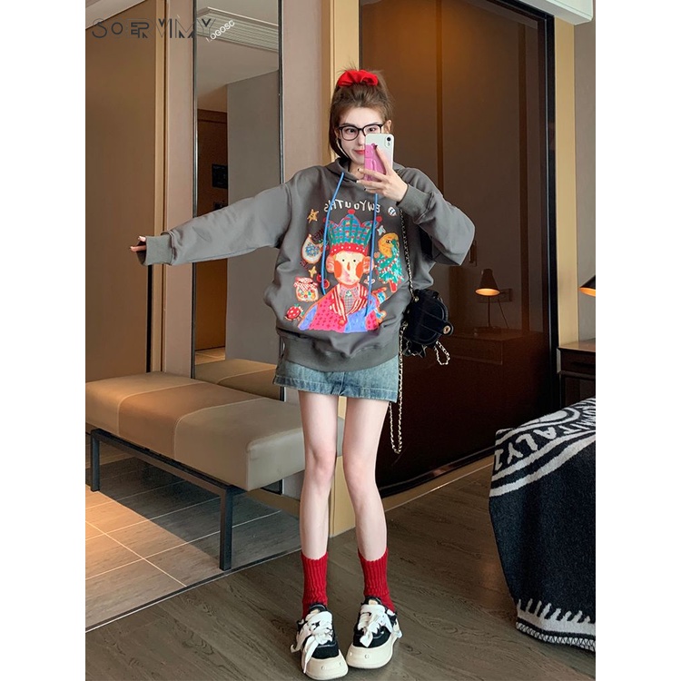 SOERVIMY Áo Khoác hoodie áo khoác nữ zip hoodie cozy casual fashionable Korean WWY23B0K9M 45Z231111