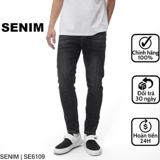 Quần jean nam SENIM, Quần bò vải Denim co giãn, form slimfit, Jean đen xám SE6109