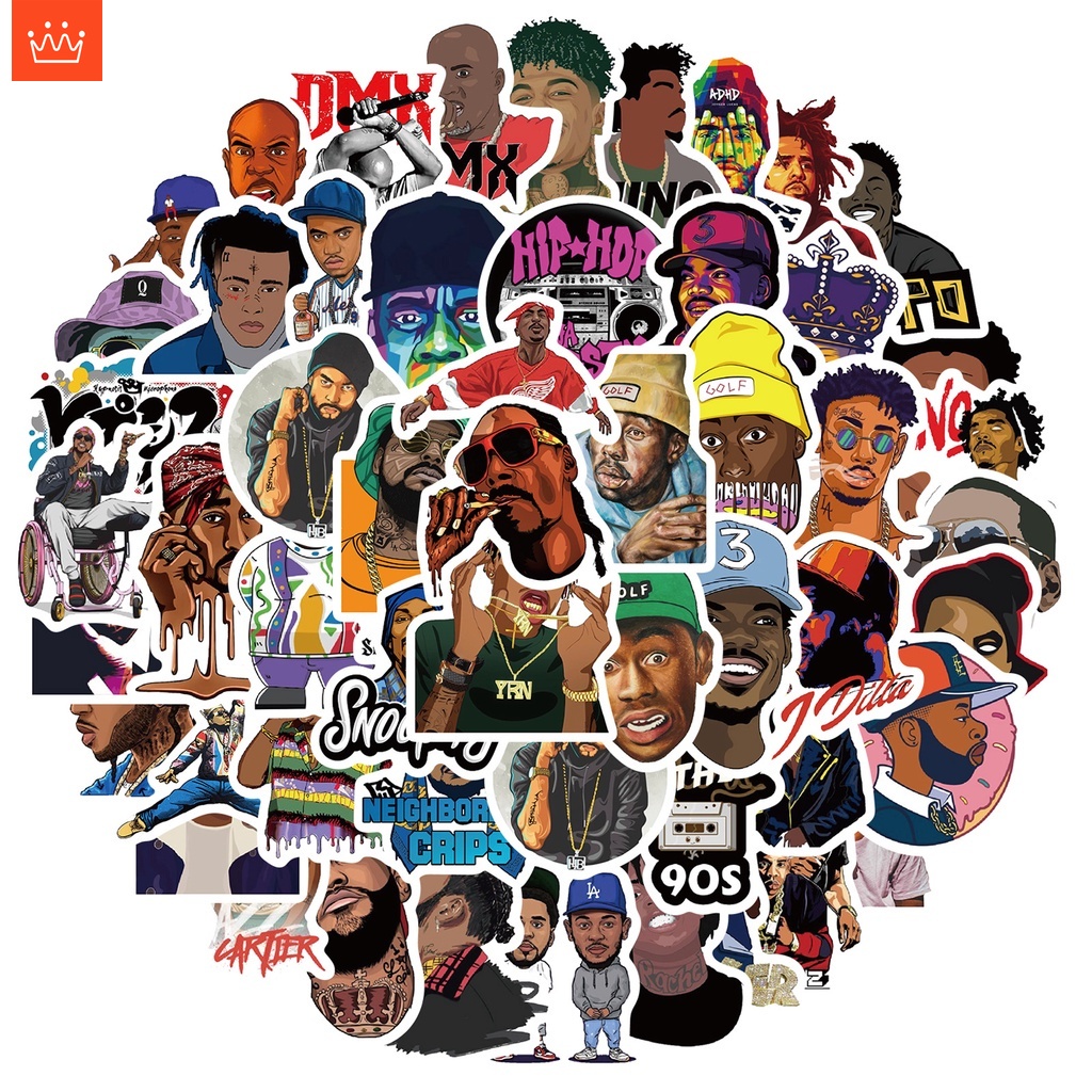 J· Hình Dán Chống Nước Rapper Nghệ Thuật Mũ Bảo Hiểm Máy Tính Xách Tay Hành Lý Dán Thiết Lập, 64 tờ