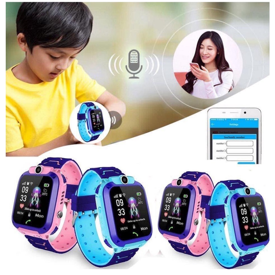 Đồng hồ thông minh Định vị Q12( Đồng hồ thông minh trẻ em)lắp sim nghe gọi 2 chiều Chống nước tích hợp 4G