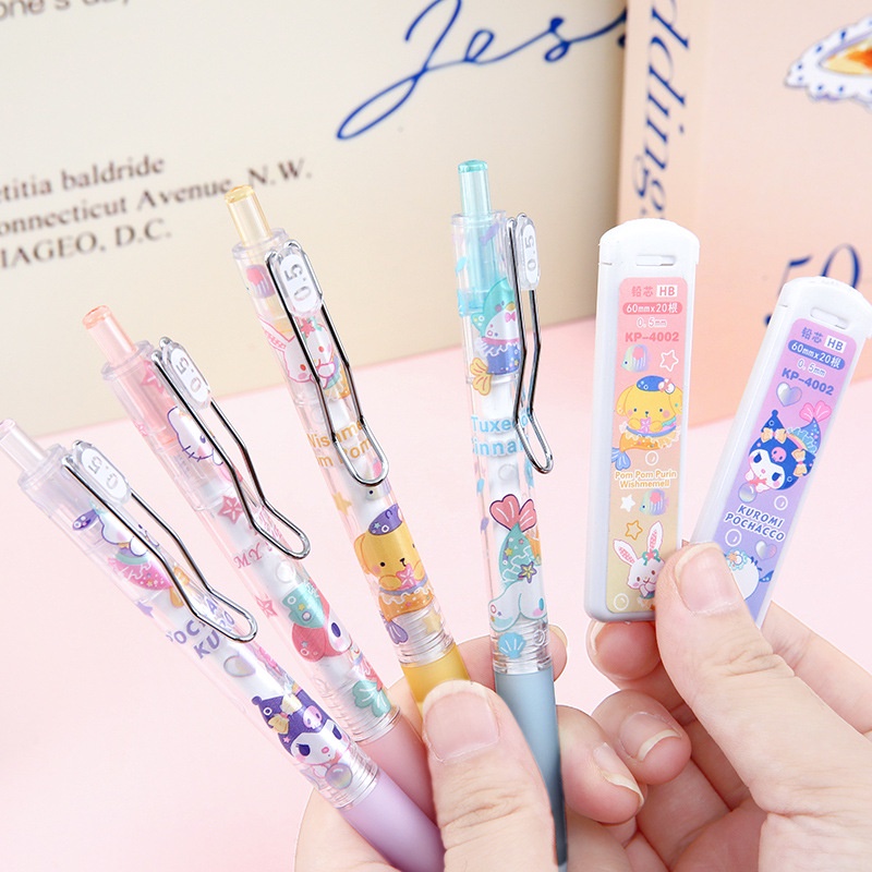 Sanrio Hộp Bút Chì Tự Động 3d 0.5mm In Họa Tiết kuromi my melody cinnamoroll Dễ Thương