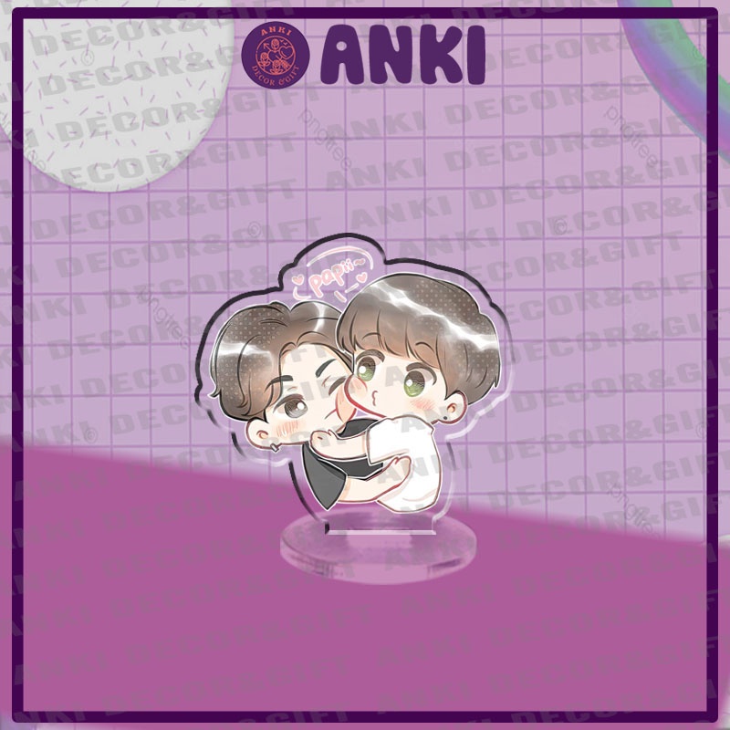 Standee OTP OffGun chibi dễ thương, standee mica OffGun, quà tặng, sưu tập đu idol, đồ trang trí góc bàn cute