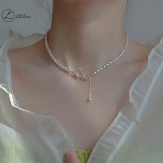 Luimo Vòng Cổ choker Mặt Hình Bướm Đính Ngọc Trai zircon Thanh Lịch Có Thể Điều Chỉnh Thời Trang Mới Cho Nữ * Bán Chạy