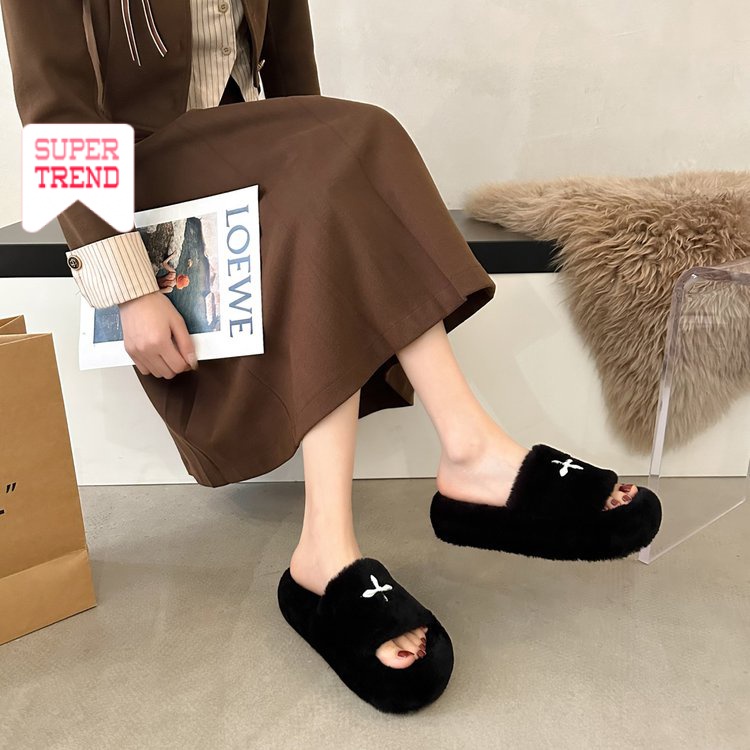 Dép Da Lộn Mũi Tròn Hở Ngón Trọng Lượng Nhẹ Thêu Họa Tiết Phong Cách Hàn Quốc Màu Sắc Đơn Giản Dành Cho Nữ