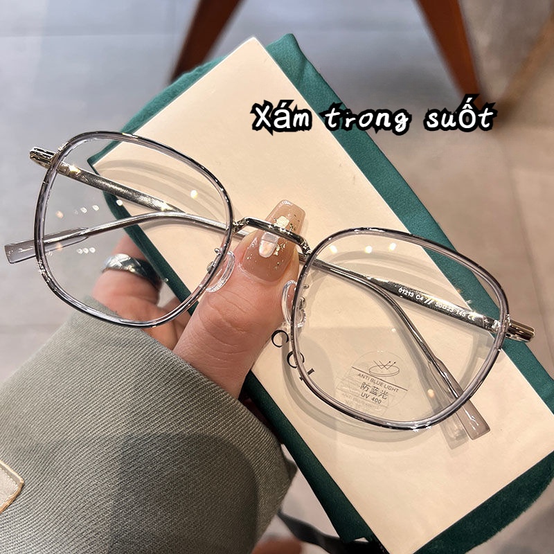 【Cận thị 0.5 đến 5.5 độ】Kính mắt gọng kim loại chống ánh sáng xanh tia bức xạ sang trọng cho nữ