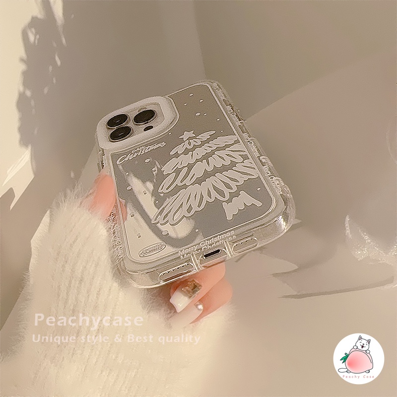 Ốp Điện Thoại Tpu Gắn Gương Trang Điểm Hình Cây Thông Giáng Sinh Cho iphone 15 plus 14 13 12 11 pro max xr xs x